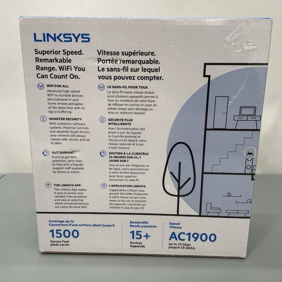 Linksys R75 Dual-Band Wi-Fi Router Max-Stream AC1900 NEW Factory Sealed EA7500V3 - Picture 3 of 6
